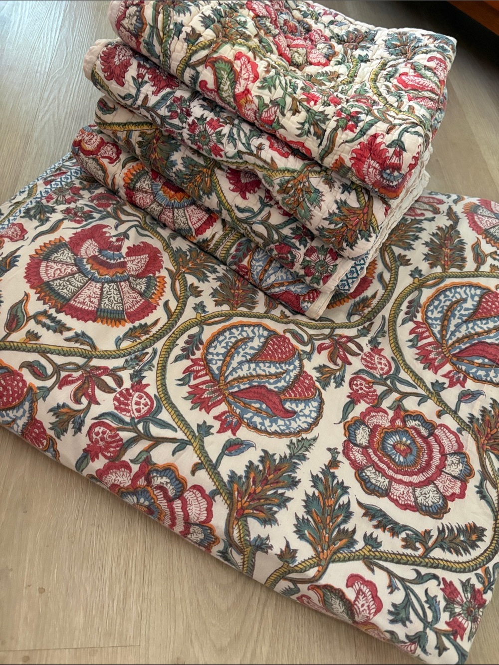🍓 POTTERY BARN MIA BLOCK 6 piece duvet cover set Red Blue